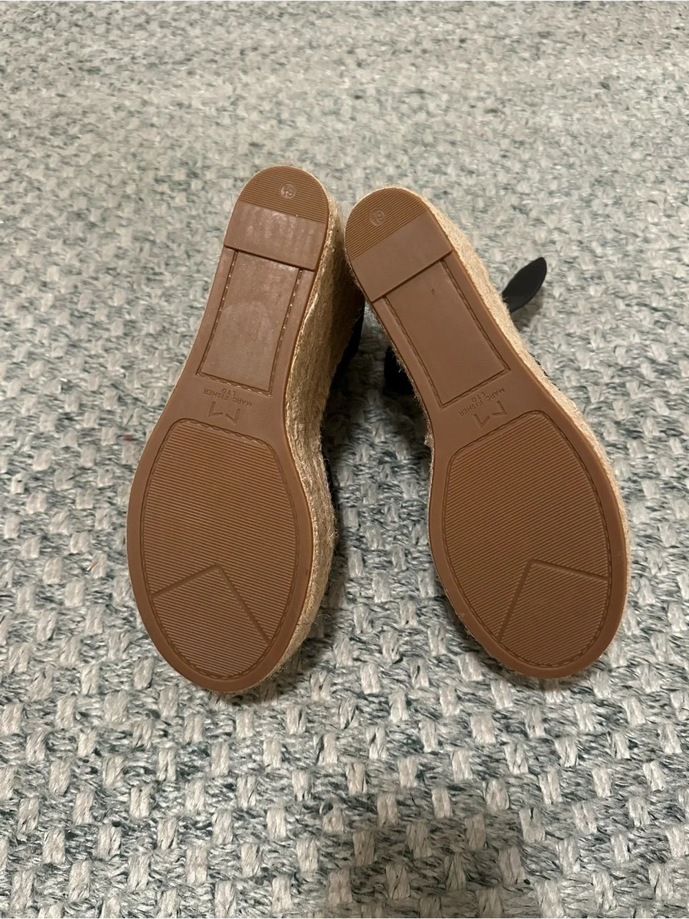 Marc Fisher Black Suede Able Espadrille Wedge Sandals with Ankle Strap